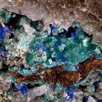 Ramsbeckite, Linarite, Chalcopyrite