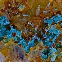 Caledonite, Quartz, Goethite