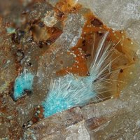 Quetzalcoatlite, Goethite, Quartz