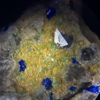 Bayldonite, Azurite, Quartz