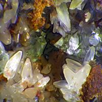 Calcite, Adamite, Limonite